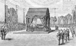 A sketching of the presidential funeral held for Abraham Lincoln